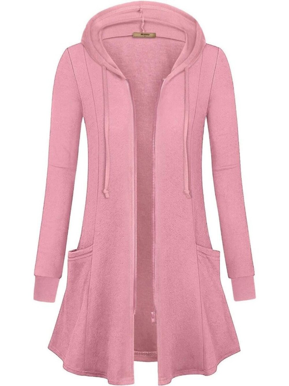 Lightweight Zip-Up Long Hoodie Jacket for Women | Open Front Tunic Cardigan